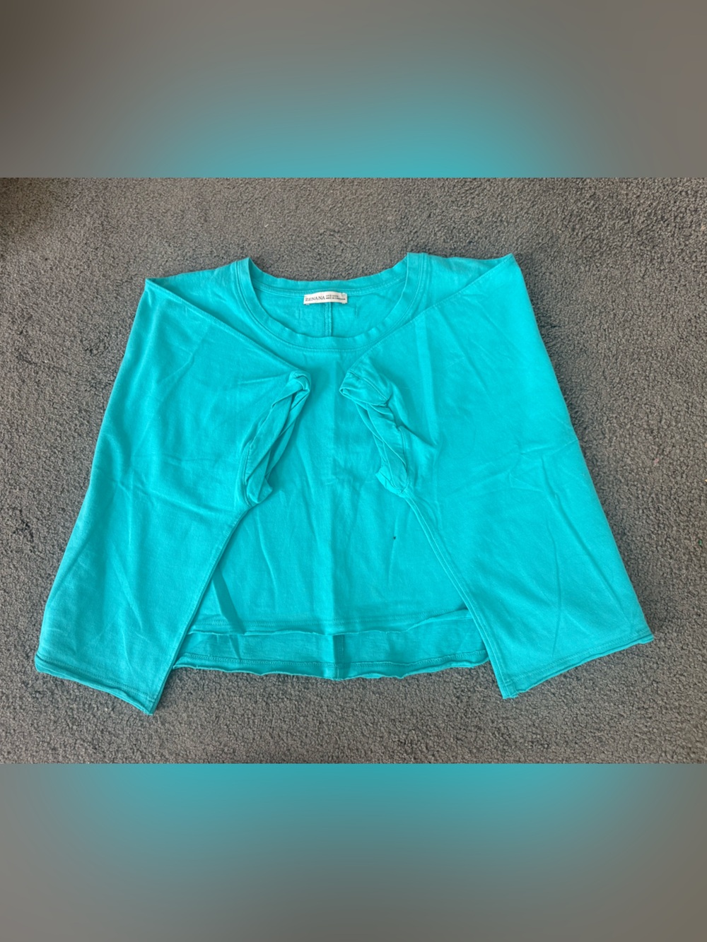 Zenana Womens Oversized Cotton Short Sleeve Cropped Tee in Turquoise NEW
